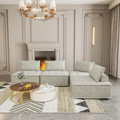 Ensemble de canapés modulaires carrés surdimensionnés en chenille, 4 pièces, avec coussins en mousse haute densité, combinaison libre