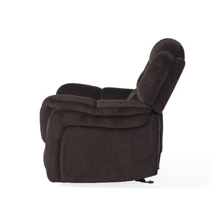 Fauteuil inclinable surdimensionné en tissu pelucheux marron avec siège spacieux et design classique