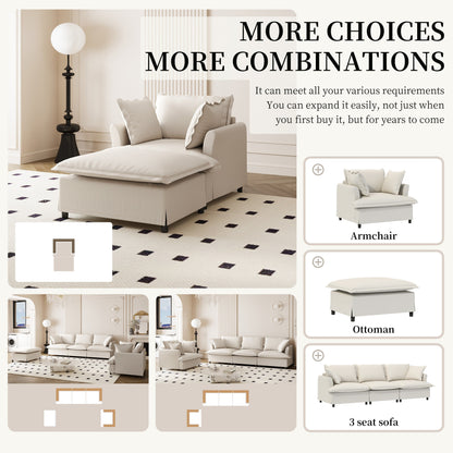 Canapé-lit simple en chenille surdimensionné avec repose-pieds amovible pour salon et chambre à coucher