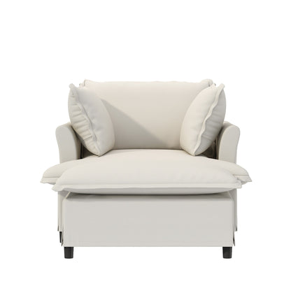 Canapé-lit simple en chenille surdimensionné avec repose-pieds amovible pour salon et chambre à coucher