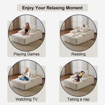 Canapé-lit surdimensionné en velours côtelé avec coussins pour salon, sans assemblage