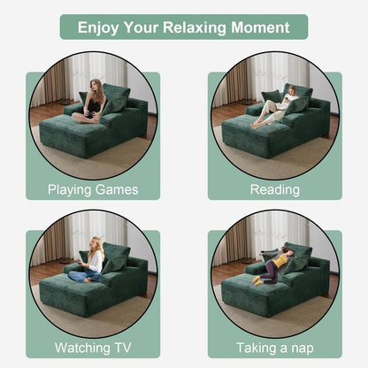 Canapé-lit surdimensionné en velours côtelé avec coussins pour salon, sans assemblage