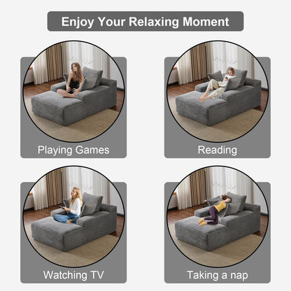 Canapé-lit surdimensionné en velours côtelé avec coussins pour salon, sans assemblage