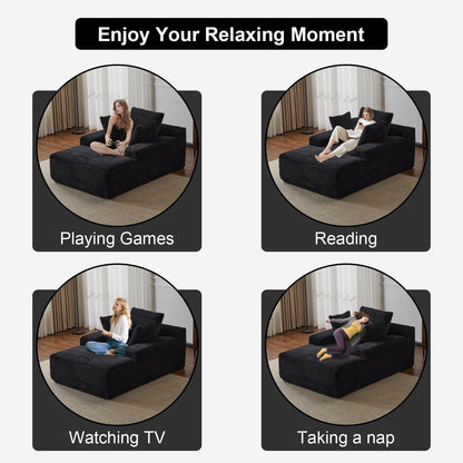 Canapé-lit surdimensionné en velours côtelé avec coussins pour salon, sans assemblage