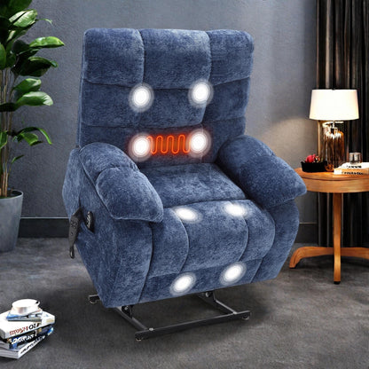 Fauteuil inclinable électrique surdimensionné en chenille avec massage et chauffage lombaire, port de charge, position allongée à 180°