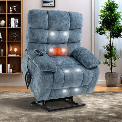 Fauteuil inclinable électrique surdimensionné en chenille avec massage et chauffage lombaire, port de charge, position allongée à 180°