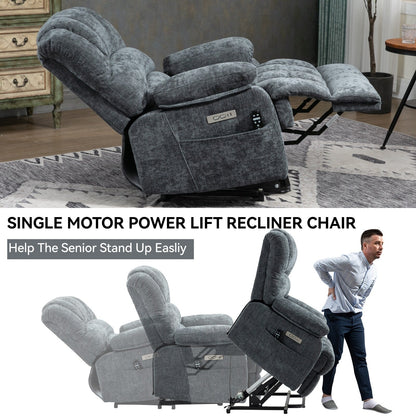 Fauteuil inclinable électrique surdimensionné en chenille avec massage et chauffage lombaire, port de charge USB