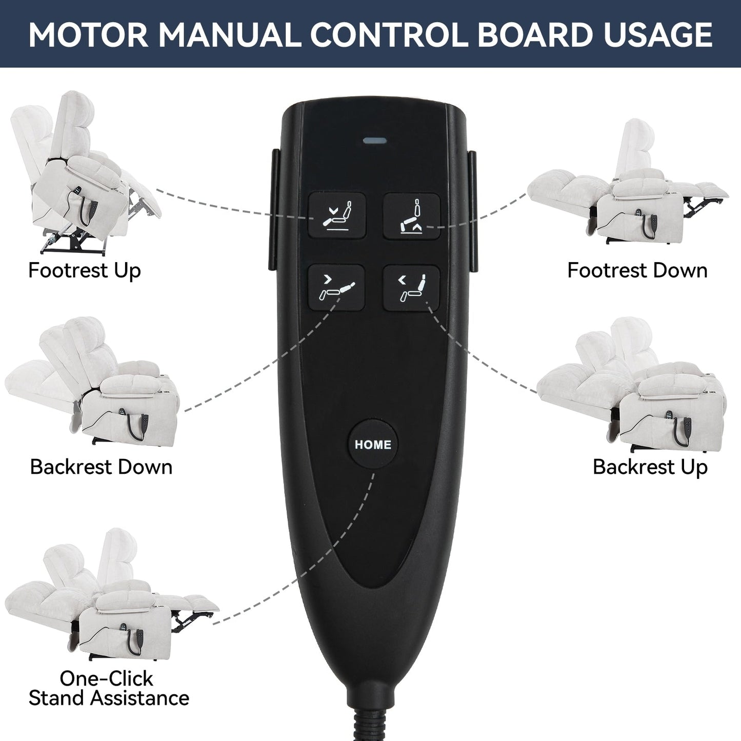 Fauteuil inclinable électrique surdimensionné en chenille avec deux porte-gobelets