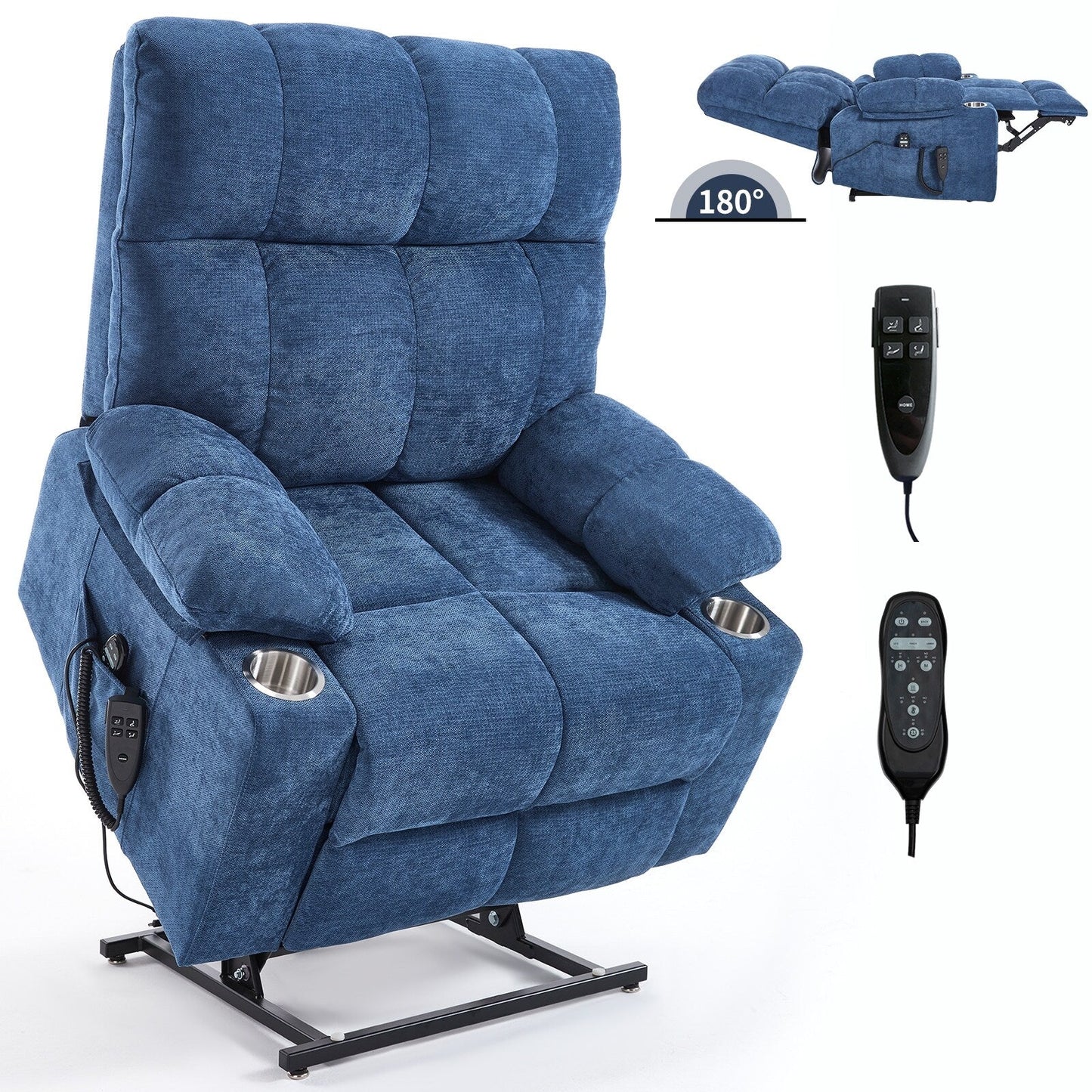 Fauteuil inclinable électrique surdimensionné en chenille avec deux porte-gobelets