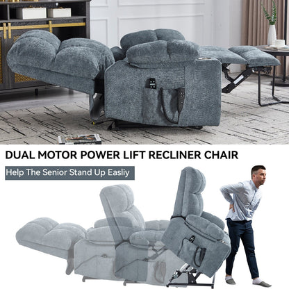 Fauteuil inclinable électrique surdimensionné en chenille avec deux porte-gobelets