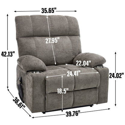 Fauteuil inclinable électrique surdimensionné en chenille avec deux porte-gobelets