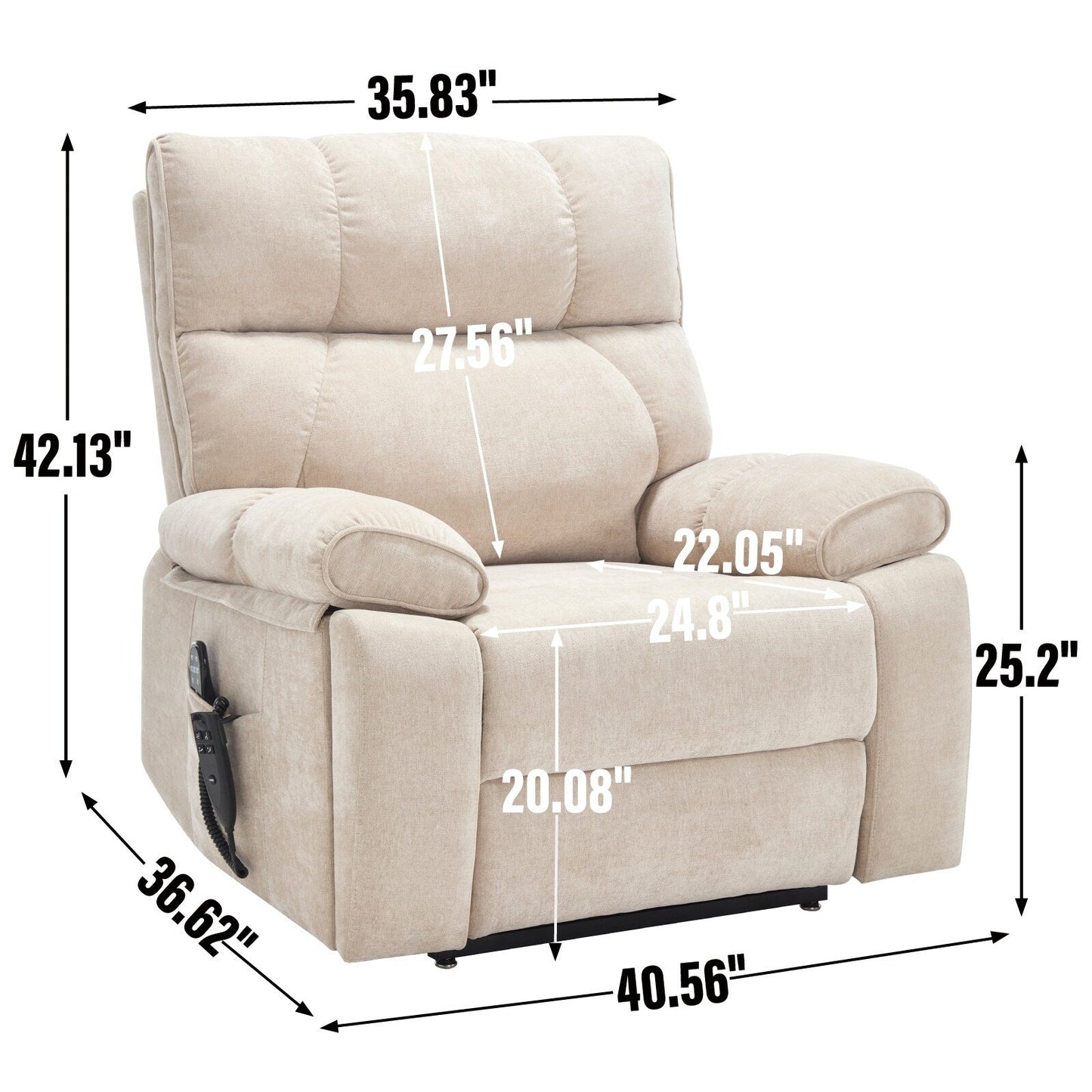 Fauteuil inclinable électrique surdimensionné en chenille avec massage et chauffage