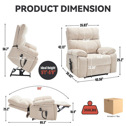 Fauteuil inclinable électrique surdimensionné en chenille avec massage et chauffage