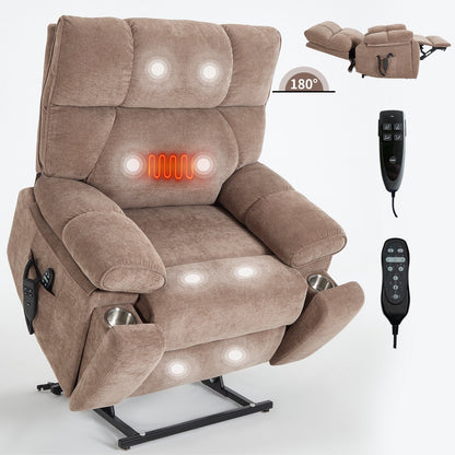 Fauteuil inclinable électrique surdimensionné en chenille avec massage et chauffage