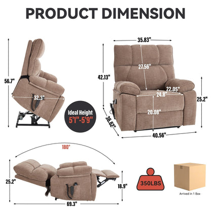 Fauteuil inclinable électrique surdimensionné en chenille avec massage et chauffage