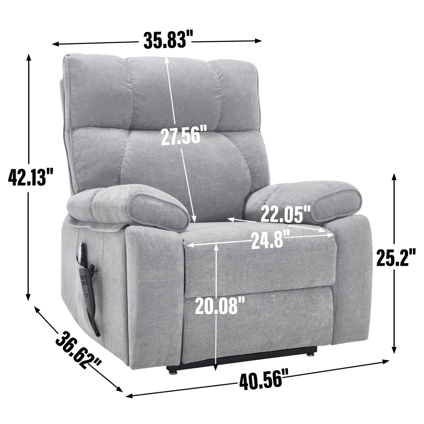 Fauteuil inclinable électrique surdimensionné en chenille avec massage et chauffage