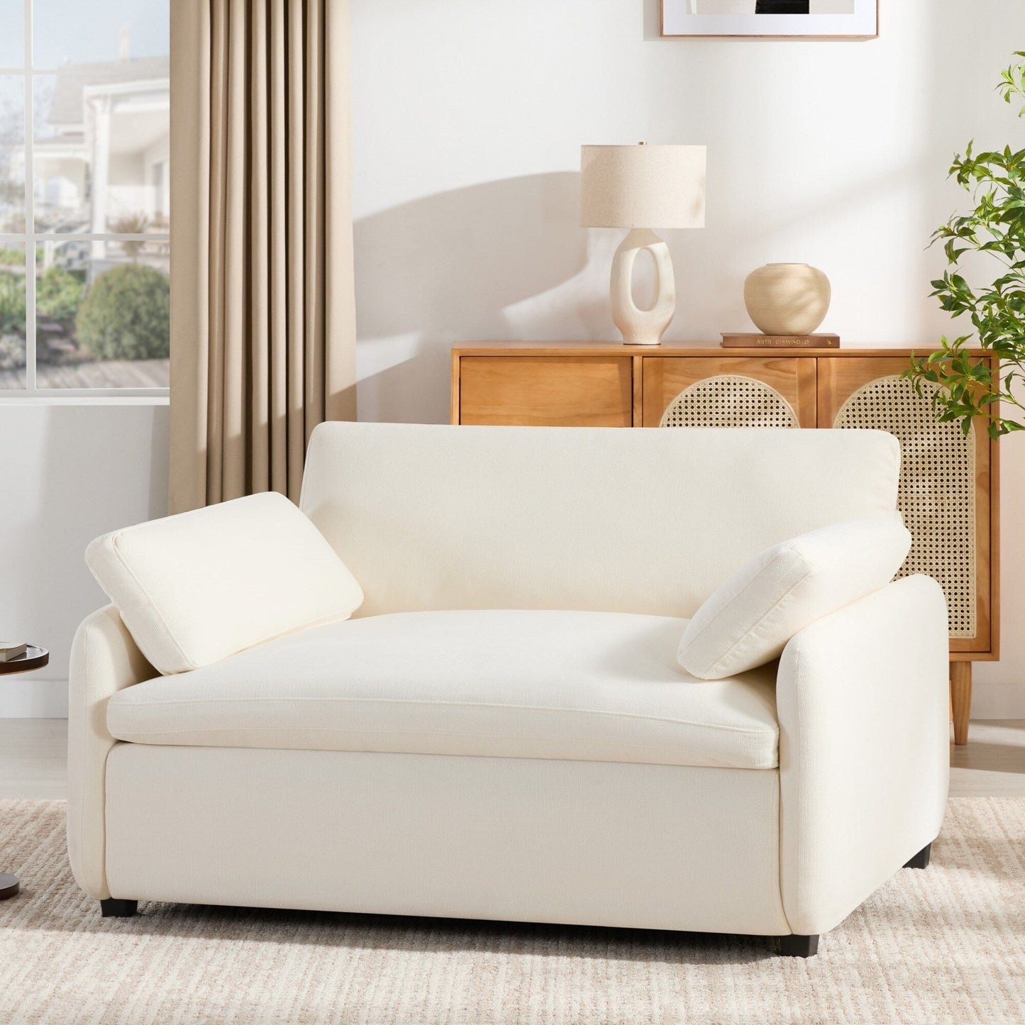 Fauteuil d'appoint simple surdimensionné en chenille, siège large et profond, avec coussins décoratifs par Harper&amp;Bright Designs