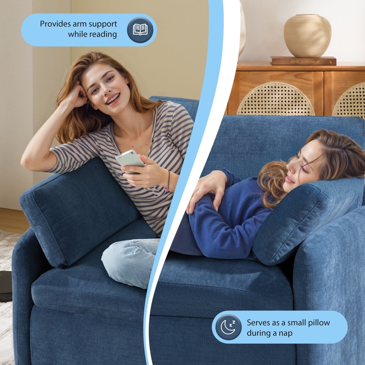 Fauteuil d'appoint simple surdimensionné en chenille, siège large et profond, avec coussins décoratifs par Harper&amp;Bright Designs