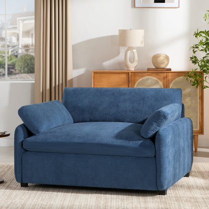 Fauteuil d'appoint simple surdimensionné en chenille, siège large et profond, avec coussins décoratifs par Harper&amp;Bright Designs