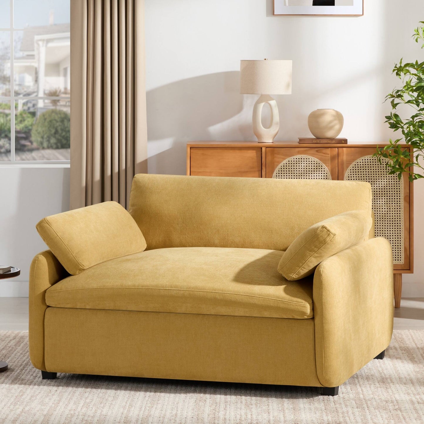 Fauteuil d'appoint simple surdimensionné en chenille, siège large et profond, avec coussins décoratifs par Harper&amp;Bright Designs