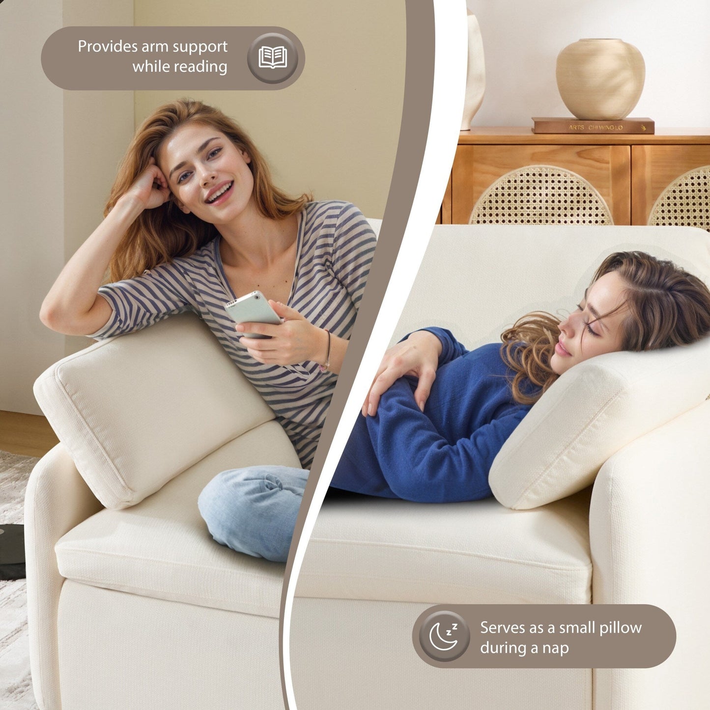 Fauteuil d'appoint simple surdimensionné en chenille, siège large et profond, avec coussins décoratifs par Harper&amp;Bright Designs