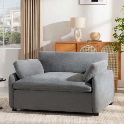 Fauteuil d'appoint simple surdimensionné en chenille, siège large et profond, avec coussins décoratifs par Harper&amp;Bright Designs