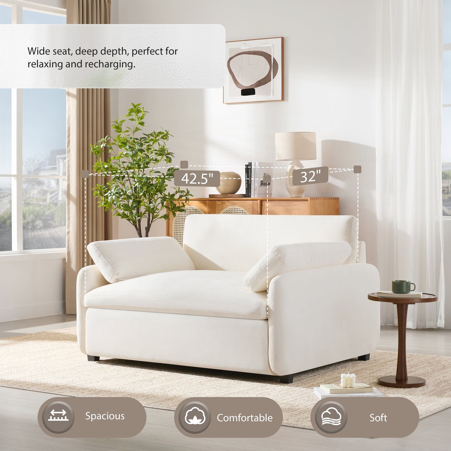 Fauteuil simple surdimensionné en chenille