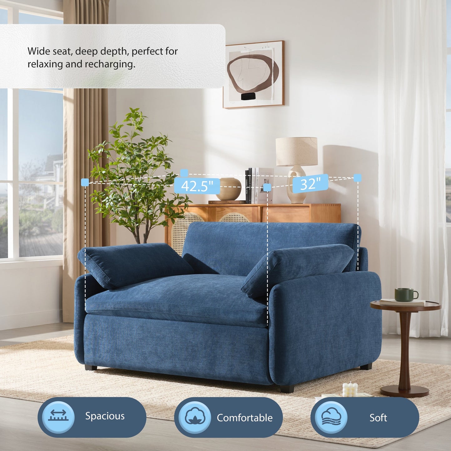 Fauteuil simple surdimensionné en chenille