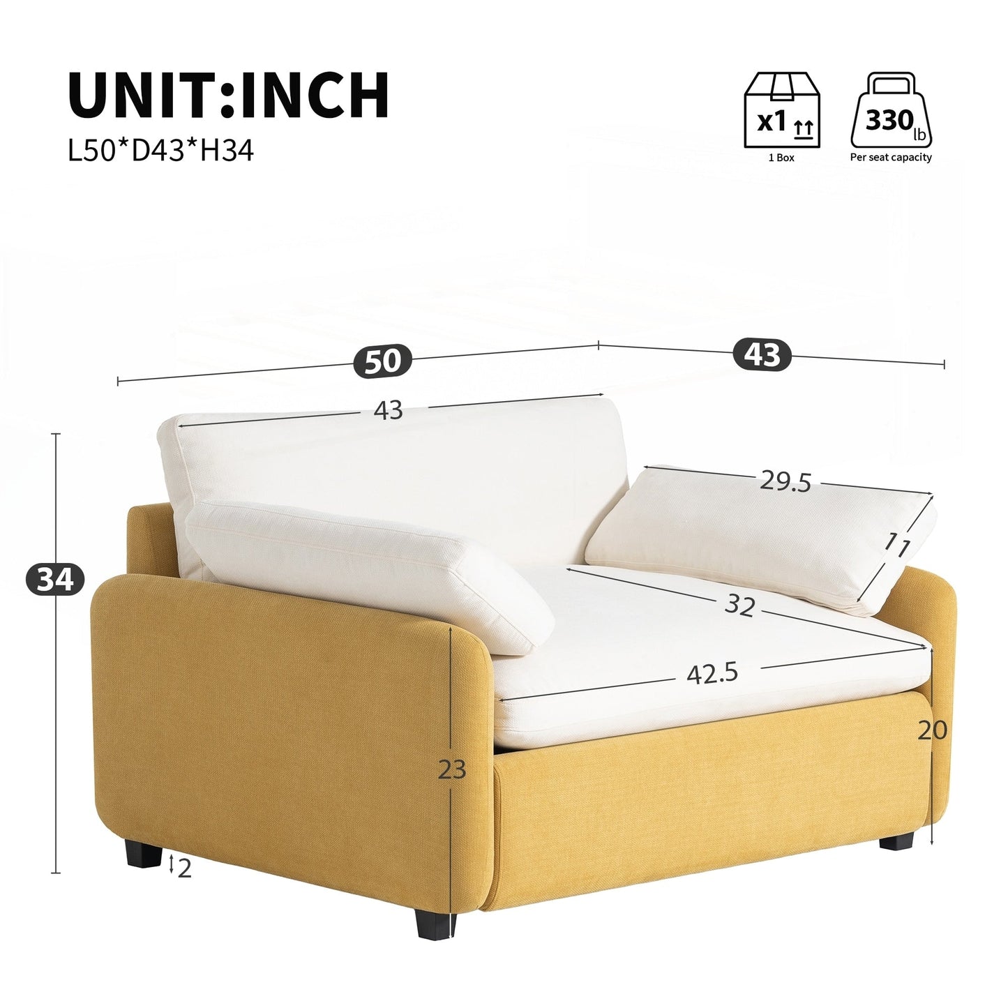 Fauteuil simple surdimensionné en chenille