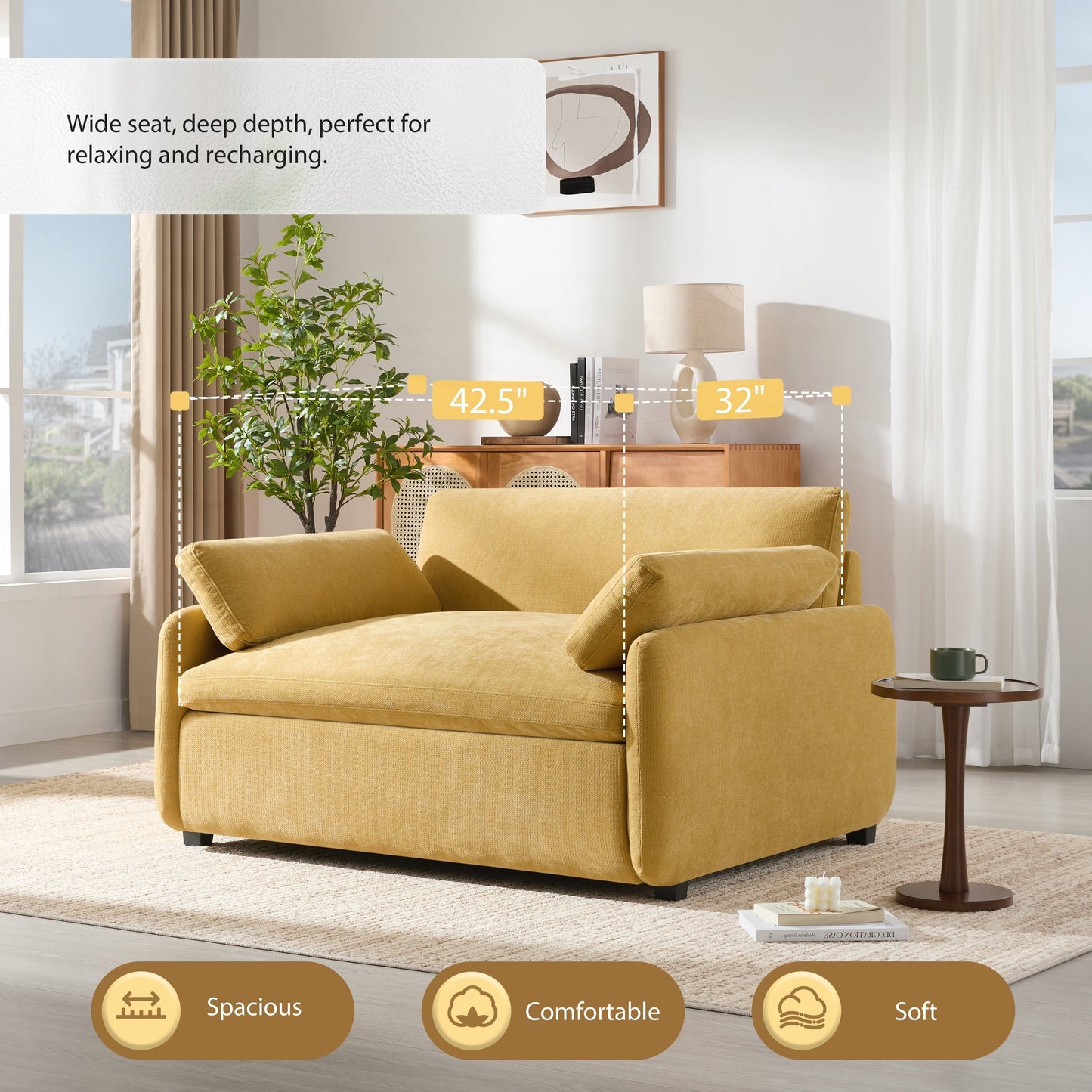 Fauteuil simple surdimensionné en chenille