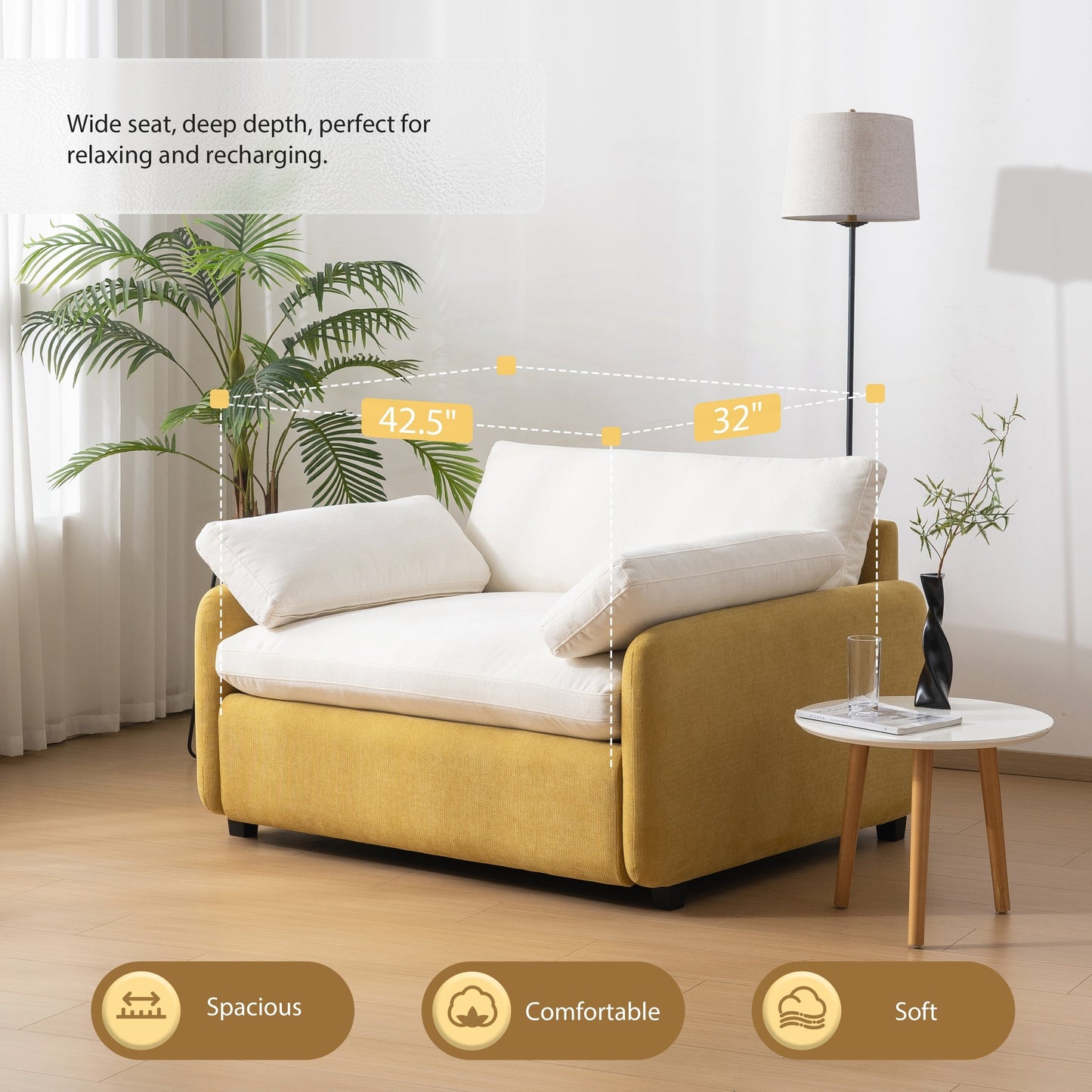 Fauteuil simple surdimensionné en chenille