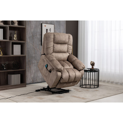Fauteuil inclinable électrique surdimensionné en tissu chenille avec massage à 8 points et chauffage lombaire, poches latérales