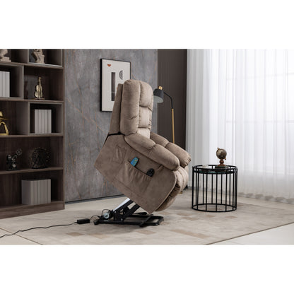 Fauteuil inclinable électrique surdimensionné en tissu chenille avec massage à 8 points et chauffage lombaire, poches latérales