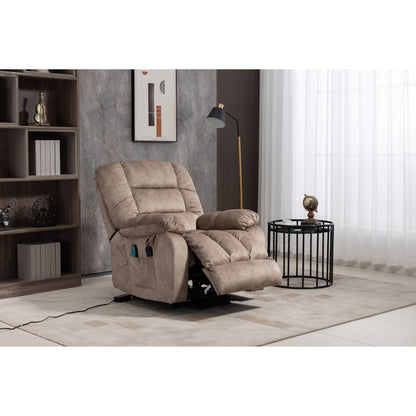 Fauteuil inclinable électrique surdimensionné en tissu chenille avec massage à 8 points et chauffage lombaire, poches latérales
