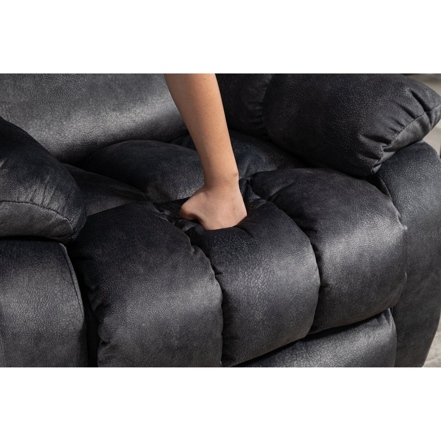 Fauteuil inclinable électrique surdimensionné en tissu chenille avec massage à 8 points et chauffage lombaire, poches latérales