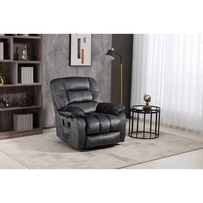 Fauteuil inclinable électrique surdimensionné en tissu chenille avec massage à 8 points et chauffage lombaire, poches latérales