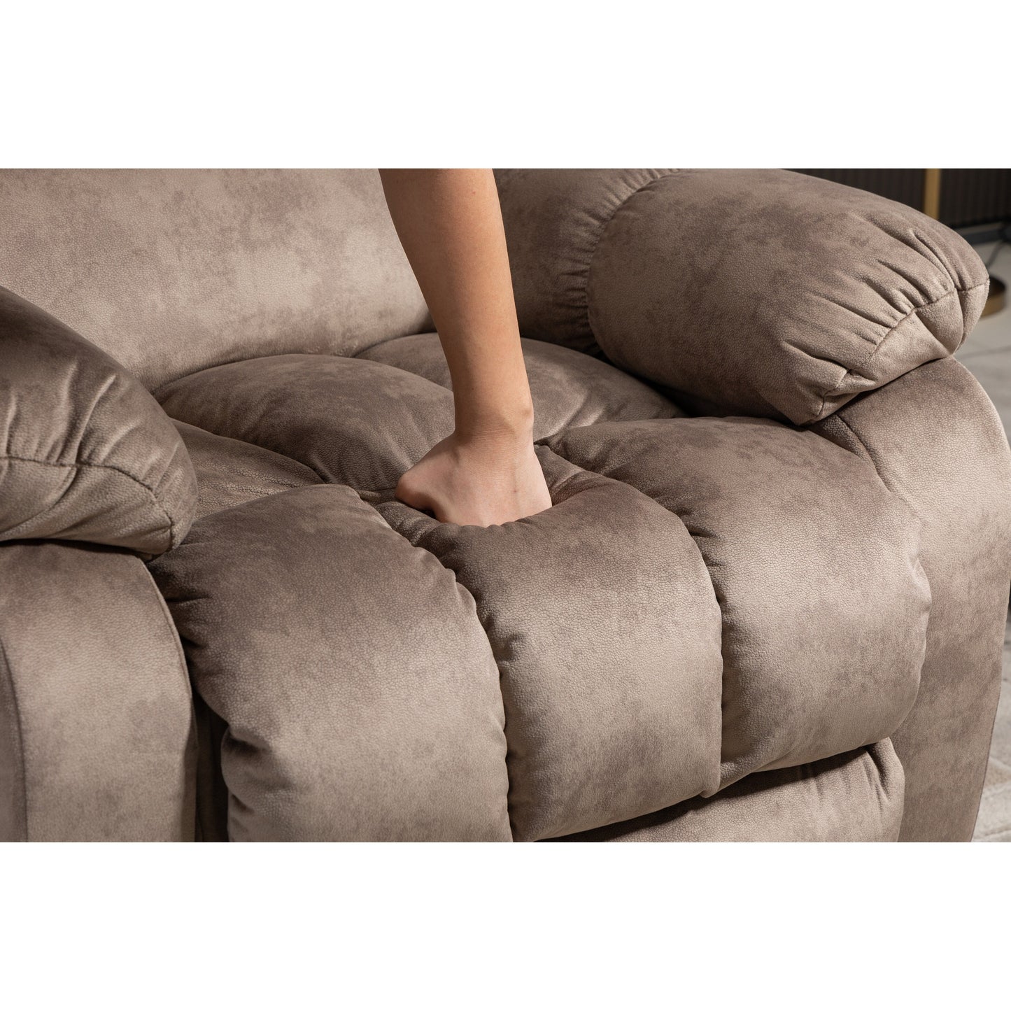 Fauteuil inclinable électrique surdimensionné en tissu chenille avec massage à 8 points et chauffage lombaire, poches latérales