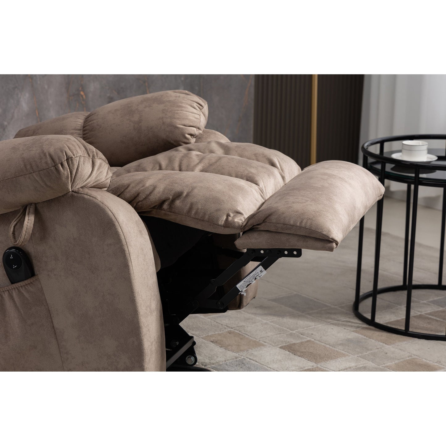 Fauteuil inclinable électrique surdimensionné en tissu chenille avec massage à 8 points et chauffage lombaire, poches latérales