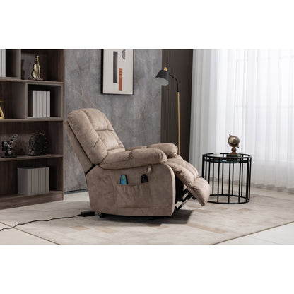 Fauteuil inclinable électrique surdimensionné en tissu chenille avec massage à 8 points et chauffage lombaire, poches latérales