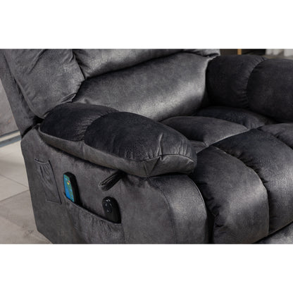 Fauteuil inclinable électrique surdimensionné en tissu chenille avec massage à 8 points et chauffage lombaire, poches latérales