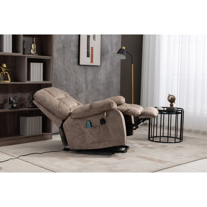Fauteuil inclinable électrique surdimensionné en tissu chenille avec massage à 8 points et chauffage lombaire, poches latérales
