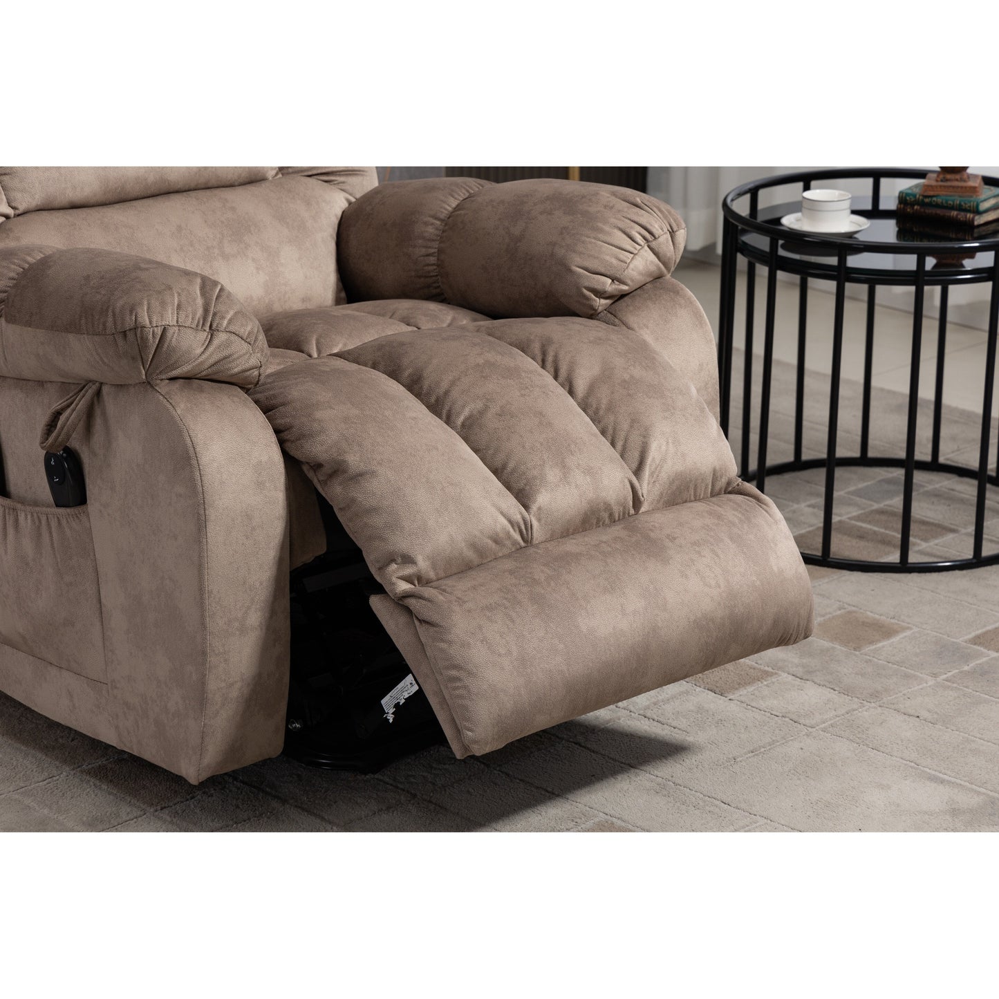 Fauteuil inclinable électrique surdimensionné en tissu chenille avec massage à 8 points et chauffage lombaire, poches latérales
