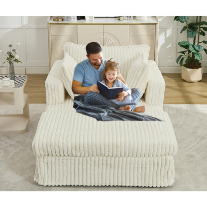 Fauteuil inclinable surdimensionné en velours côtelé, fauteuil à siège profond, canapé simple rembourré et épais avec oreiller et pouf