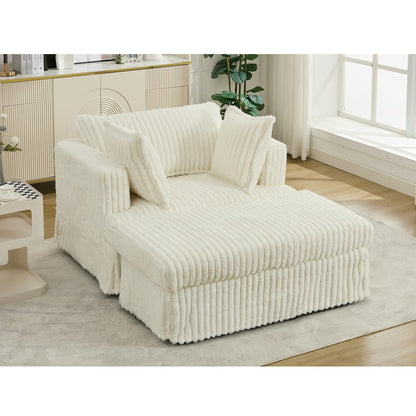 Fauteuil inclinable surdimensionné en velours côtelé, fauteuil à siège profond, canapé simple rembourré et épais avec oreiller et pouf