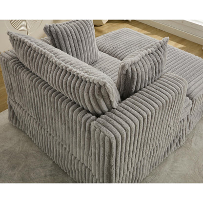 Fauteuil inclinable surdimensionné en velours côtelé, fauteuil à siège profond, canapé simple rembourré et épais avec oreiller et pouf