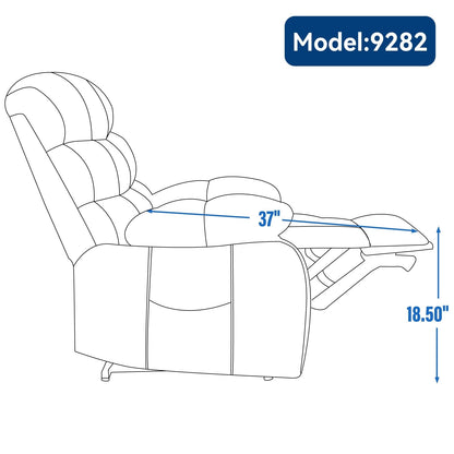 Fauteuil inclinable électrique surdimensionné à double moteur avec massage, chauffage lombaire, inclinaison infinie et assemblage sans outil