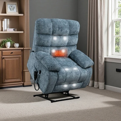 Fauteuil inclinable électrique surdimensionné à double moteur avec massage, chauffage lombaire, inclinaison infinie et assemblage sans outil