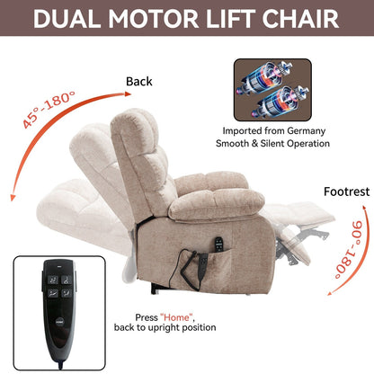 Fauteuil inclinable électrique surdimensionné à deux moteurs, positions infinies, avec massage en 8 points et chauffage lombaire, télécommande électrique