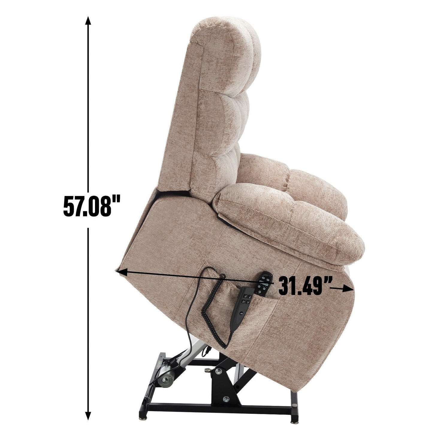 Fauteuil inclinable électrique surdimensionné à deux moteurs, positions infinies, avec massage en 8 points et chauffage lombaire, télécommande électrique
