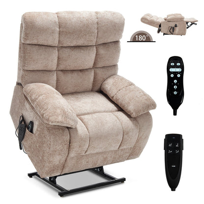 Fauteuil inclinable électrique surdimensionné à deux moteurs, positions infinies, avec massage en 8 points et chauffage lombaire, télécommande électrique